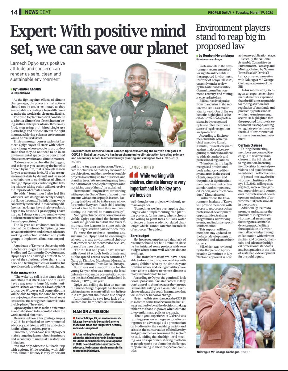 Glad to have been featured on the People's Daily Newspaper.

The Local Man is Grateful.

#TogetherForOurPlanet #PeopleOfAction #GenerationRestoration #ClimateActionNow