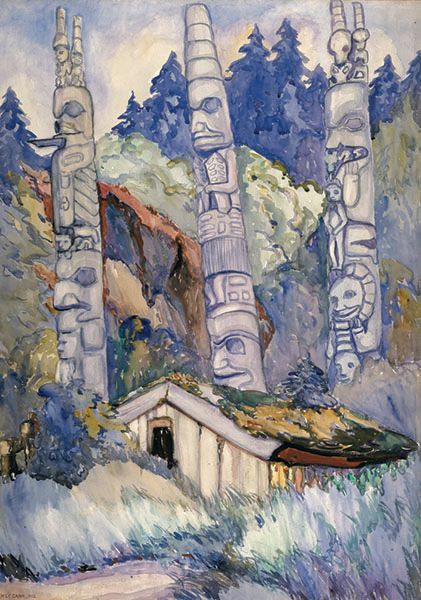 womensart1's tweet photo. Haida Totems Cha’atl, Queen Charlotte Island, 1912 by Emily Carr #WomensArt https://t.co/z2WCFYyCj2