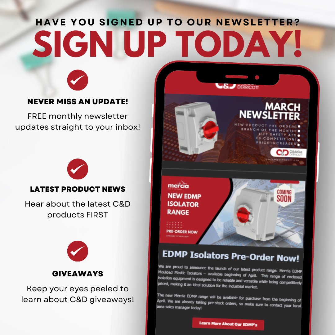Have you signed up to our free monthly newsletter? 

You can get all the latest C&amp;D news, product info, sales and more straight to your inbox when you click the link below!

smpl.is/8sqxq

#CraigAndDerricott #MakeTheSwitch #Newsletter