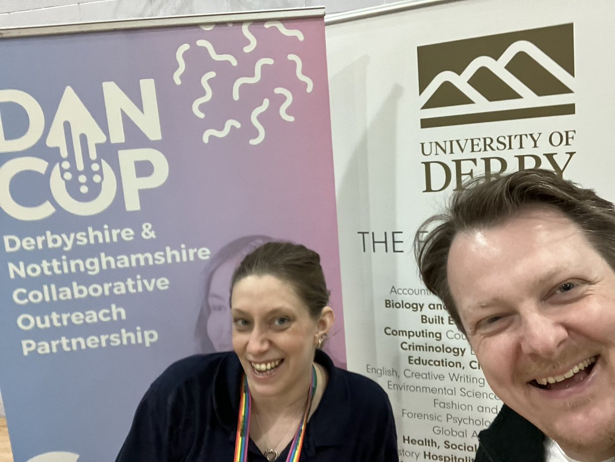 On the road again this morning, at the @longeatonschool for their Careers Fair, chatting to Years 9-11. At these events you never know what characters you might bump into! @aimeeisgreen @TeamDANCOP #WideningAccessDerby