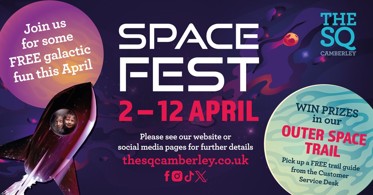 Want some FREE galactic fun this school holiday!? The Square Shopping Centre are blasting into outer space for two weeks of fun. Head to their website for more details ⤵️ loom.ly/_7LAyf4 #LoveCamberley #EasterHolidays #FreeThingsToDoWithTheKids