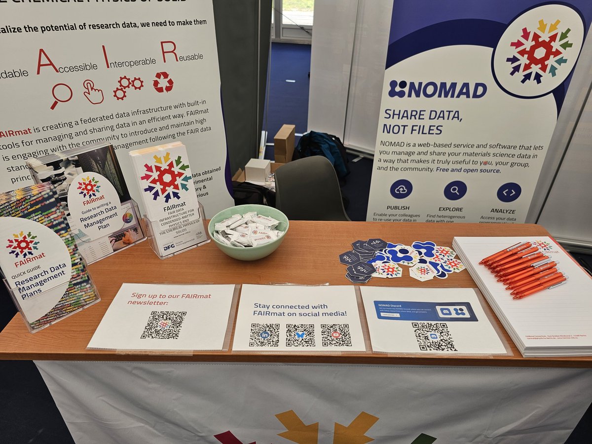 Correction to my previous tweet - the <a href="/FAIRmat_NFDI/">FAIRmat</a> team is at Tent B - booth number 15  at the #DPGSpringMeeting