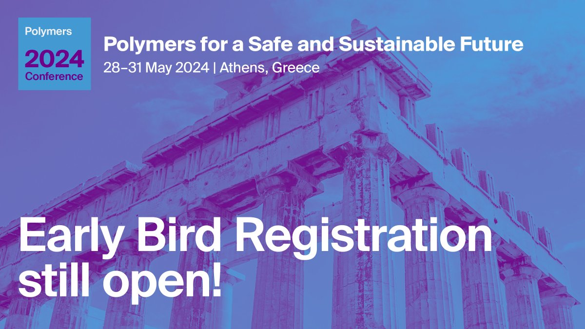 📢#Polymers2024 Early Bird Registration still open! 👉Check lnkd.in/dyb-d52s and don't miss the opportunity to present your groundbreaking research to a global audience! 🌟Take advantage of the early bird registration to join the conference! bit.ly/3tCtMmu