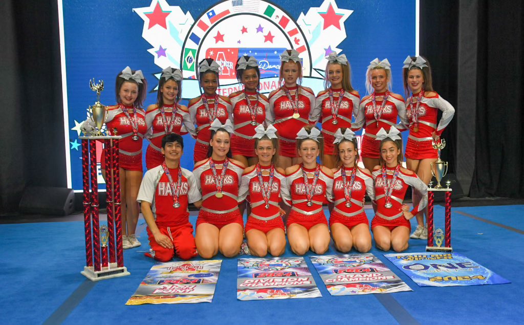 whscheering's tweet image. Your 2024 Grand National Champions ❤️ @CityofWaltham @WHawkSAthletics @BraggsWHS2024