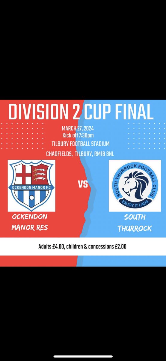 Ockendon Manor FC (@ockendonmanor) on Twitter photo Get down to support the ressies next week at Tilbury FC as they look to do the double this season should be a cracker <a href="/OckManorRes/">Ockendon Manor Reserves</a> #UTM Get down to support the ressies next week at Tilbury FC as they look to do the double this season should be a cracker <a href="/OckManorRes/">Ockendon Manor Reserves</a> #UTM