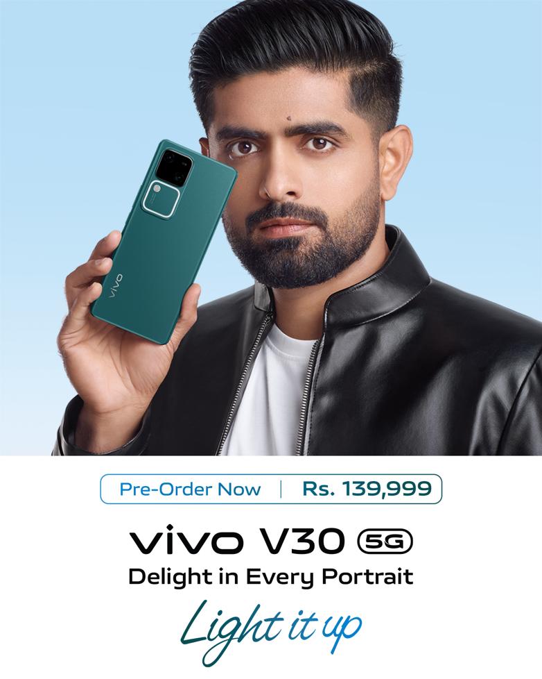 Light it up with the #vivoV30 5G – featuring Aura Light Portrait, 120Hz 3D Curved Screen, 12GB + 12GB RAM & Snapdragon 7 Gen 3 processor. Pre-order yours today for just Rs. 139,999 | More Details Here: vivo.com/pk/products/v30