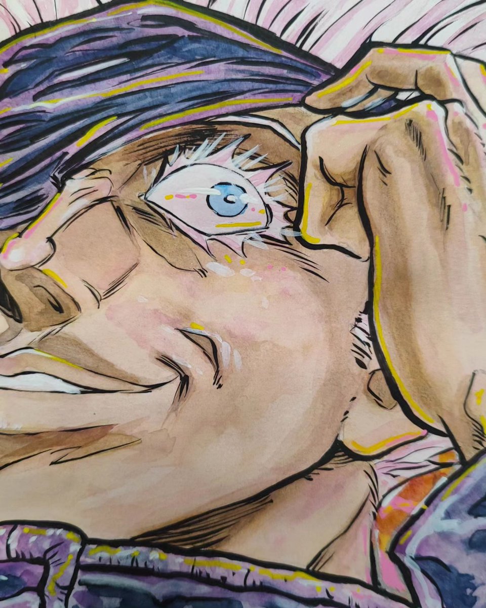 MorenoArtist's tweet photo. Here it is my version of #Gojo from #JujutsuKaisen

#artbyhumans #jujutsukaisenfanart #originalart https://t.co/2K7fJpBjup