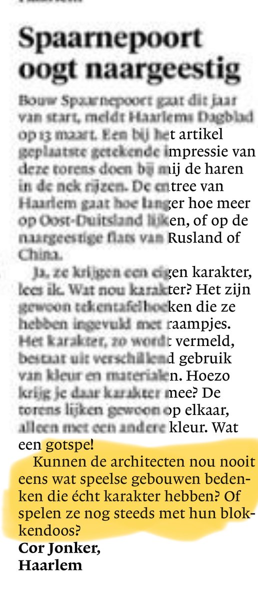 ,<a href="/boomerbrieven/">Brieven van Boomers</a> Kunnen de architecten nou nooit eens wat speelse gebouwen bedenken die echt karakter hebben? Of spelen ze nog steeds met hun blokkendoos? L