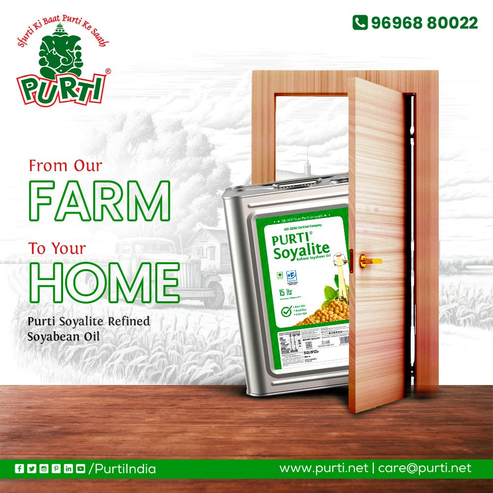 PurtiIndia's tweet photo. From our farm to your home, experience the pure goodness of ๐๐ฎ๐ซ๐ญ๐ข ๐๐จ๐ฒ๐๐ฅ๐ข๐ญ๐ ๐๐๐๐ข๐ง๐๐ ๐๐จ๐ฒ๐๐๐๐๐ง ๐๐ข๐ฅ.
For Distributorship: https://t.co/xRD0L2OkMM
.
.
.
#Purti #EdibleOil #CookingOil #PurtiSoyalite #PurtiIndia #CookingElegance #FarmToTable #PureOil https://t.co/LeMxV52VkM