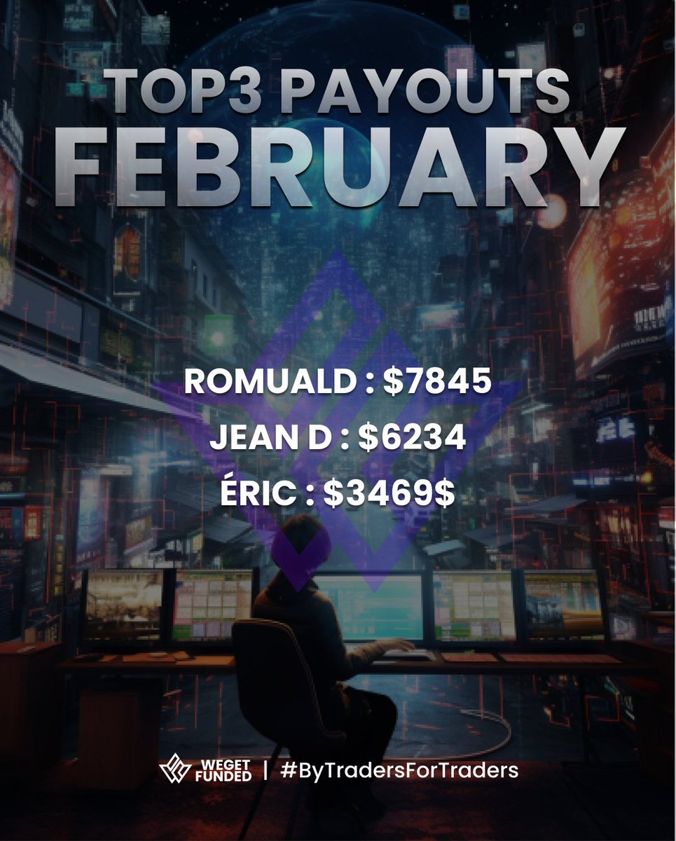 🎉 Février a été bon pour les traders  #WeGetFunded !
Découvrez notre Top 3 des Payouts, preuve que nos traders atteignent des sommets 🚀 :

Inspiré pour rejoindre le podium ? C'est votre tour de briller ✨
🔗 WeGetFunded.com