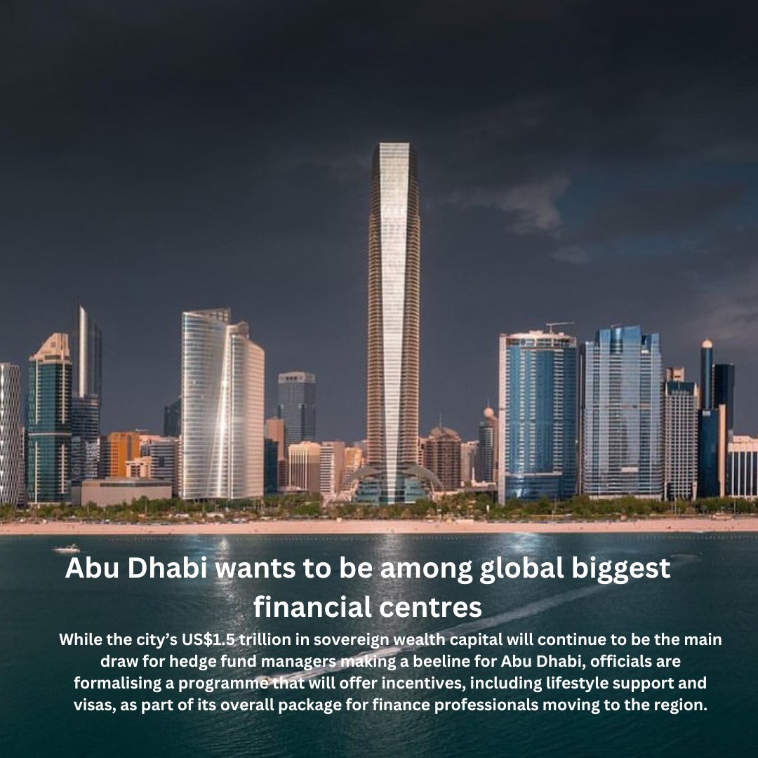 Abu Dhabi is boosting efforts to become a top global financial center. With perks like lifestyle support & visa assistance, alongside its tax-free status and strategic time zone, the city aims to rival hubs like London and New York. 💼 #AbuDhabiFinance #GlobalHub #FinancialPerks