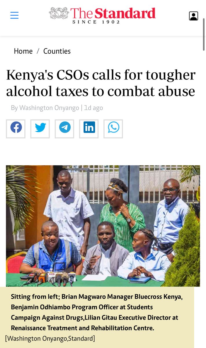 'Kenya has been grappling with negative impacts of alcohol consumption, including a significant number of deaths linked to alcohol abuse, a problem that these organizations describe as a 'cancer in our body politic.' - shorturl.at/nsGZ9

#AlcoholAwarenessKE #AlcoholTaxKE