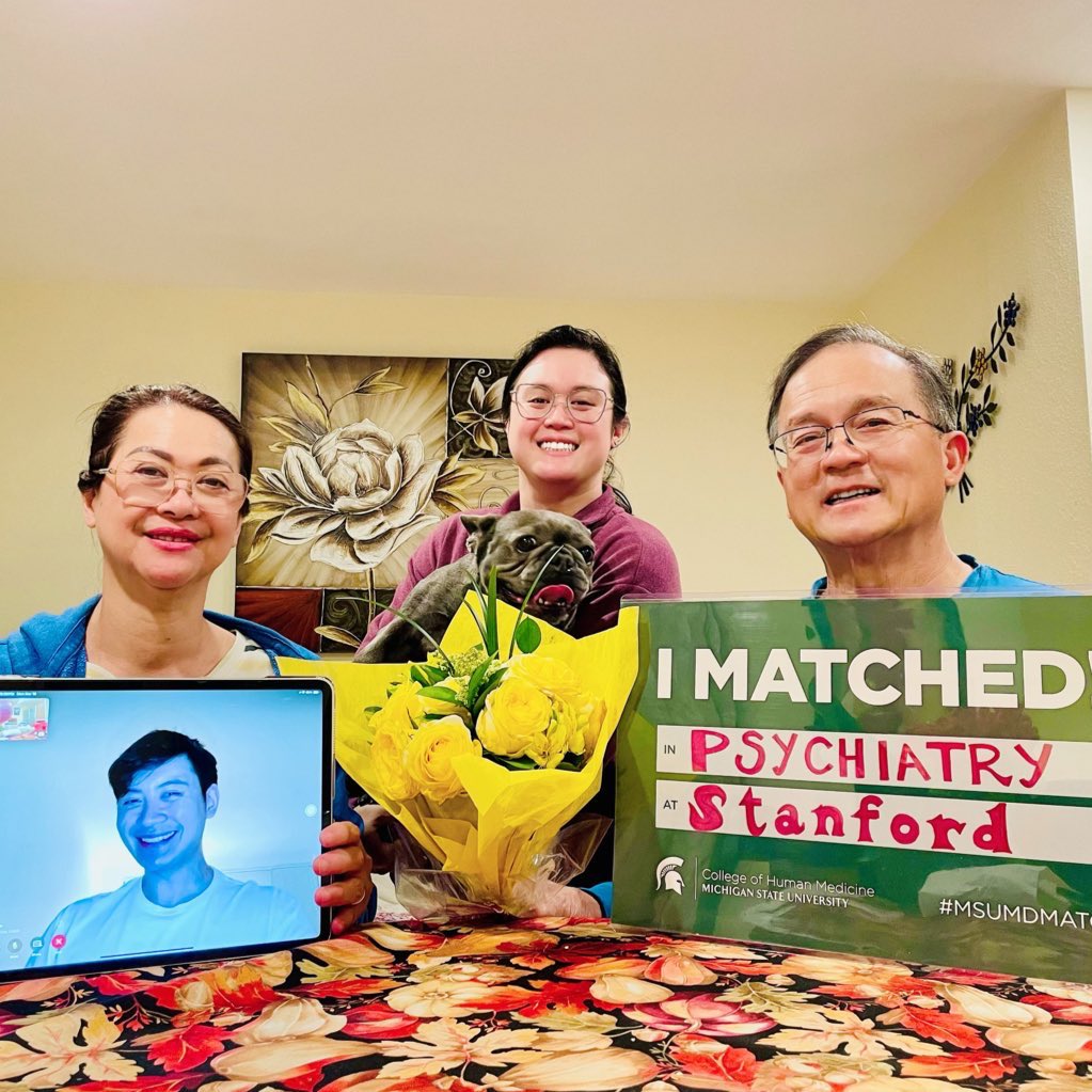 After years of moving around the country and many boba drinks later, I’m thankful to match into Stanford Psychiatry and return home. This is because of my loved ones❤️ I promise to pay it forward & empower others #Match2024 #MSUMDMatch #APAMSA #AMAFoundation #Psychiatry #Boba 🧋