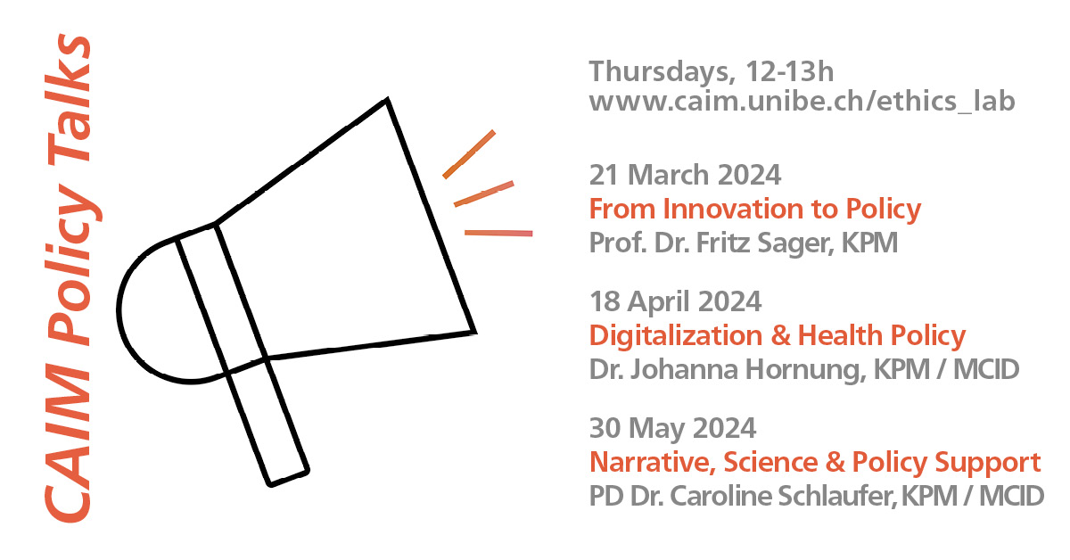 Insel Gruppe (@inselgruppe) on Twitter photo How does #technology #innovation enter #political #discourse? New talk series by the Center for #AI in #Medicine featuring policy experts from the University of Bern on 21.03., 18.04., 30.05. In Bern and online. Register via caim.unibe.ch/policy
<a href="/unibern/">Universität Bern</a> #policy #science How does #technology #innovation enter #political #discourse? New talk series by the Center for #AI in #Medicine featuring policy experts from the University of Bern on 21.03., 18.04., 30.05. In Bern and online. Register via caim.unibe.ch/policy
<a href="/unibern/">Universität Bern</a> #policy #science