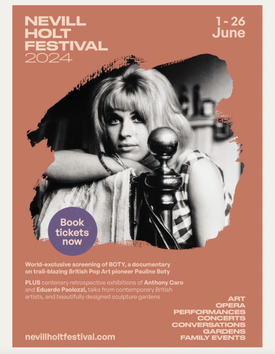 One for the diaries... A celebration of Pauline Boty: BOTY Film Premiere and Talk, Thursday 13 June 2024, 14:00 nevillholtfestival.com/whats-on/