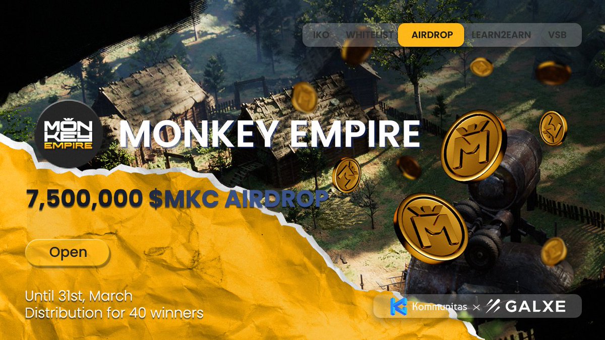 kommunitasnet's tweet photo. Hi, $KOMmunity!

🐵 We have organized an #Airdrop giveaway for @monkeyempiree 

🤩 We want to share a total of 7,500,000 $MKC for 40 winners

📆 Giveaway Deadline: Until March 31st, 2024

➡️ Join here https://t.co/2bRAFK9zk8

Tutorial: https://t.co/DlV6tF6KEL

$KOM #kommunitas https://t.co/L9sgKaSDAZ