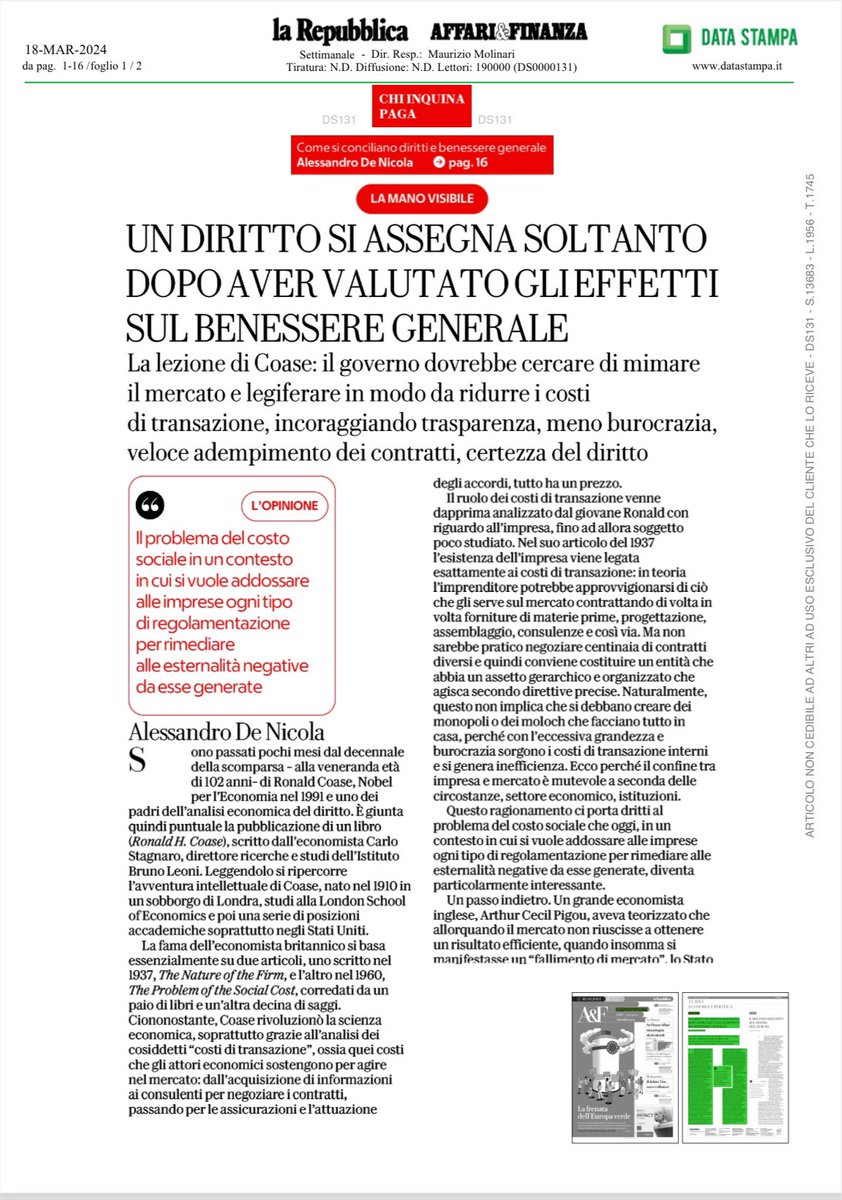 aledenicola's tweet photo. I governi italiani sono seguaci di Coase o di Caos? Leggetevi il libro di @CarloStagnaro sul grande economista. @AdamSmithIT @fleinaudi @libdemeuropei @IstLiberale @libeRI_al @carloalberto @Phastidio @OGiannino @sandrogozi @AndreaMarcucci @MarcoCantamessa @FPanunzi @GiampaoloGalli @VeroDeRomanis @DavideGiac @DavideGiac @vitalbaa @AndreaGiuricin