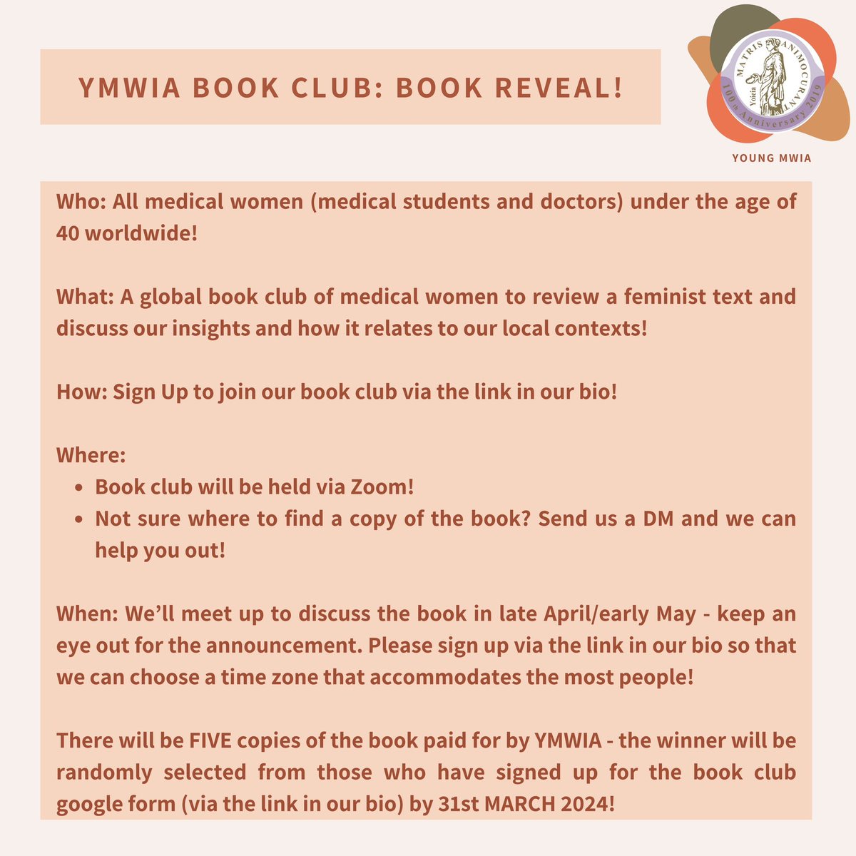 Time to reveal the first book for our newly-launched Young MWIA Global Book Club - Consent Laid Bare by <a href="/Chanelcontos/">Chanel Contos</a> 🤩
Young med women - sign up for our book club via the link below and wait for info via email! 5 free copies of the book available! forms.gle/4GQi73VzDh8sn2…