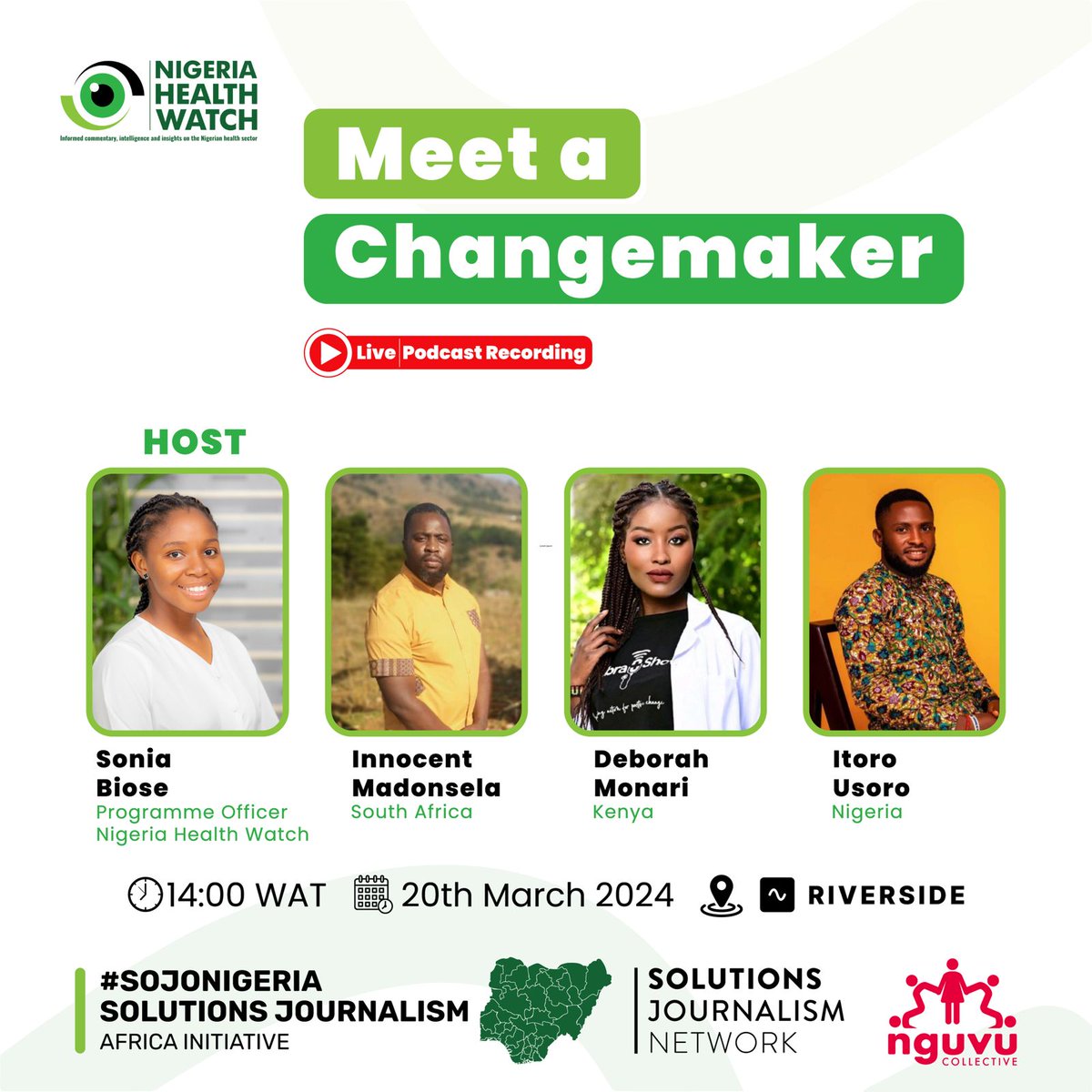 Nguvu Collective (@nguvucollective) on Twitter photo 🇿🇦 x 🇰🇪 x 🇳🇬 Three of our Change Leaders, Innocent, Deborah, and Itoro will be sharing their solutions story tomorrow with journalists from the Solutions Journalism Africa Initiative by <a href="/nighealthwatch/">Nigeria Health Watch</a>
Register to join the live podcast recording: docs.google.com/forms/d/e/1FAI… 🇿🇦 x 🇰🇪 x 🇳🇬 Three of our Change Leaders, Innocent, Deborah, and Itoro will be sharing their solutions story tomorrow with journalists from the Solutions Journalism Africa Initiative by <a href="/nighealthwatch/">Nigeria Health Watch</a>
Register to join the live podcast recording: docs.google.com/forms/d/e/1FAI…