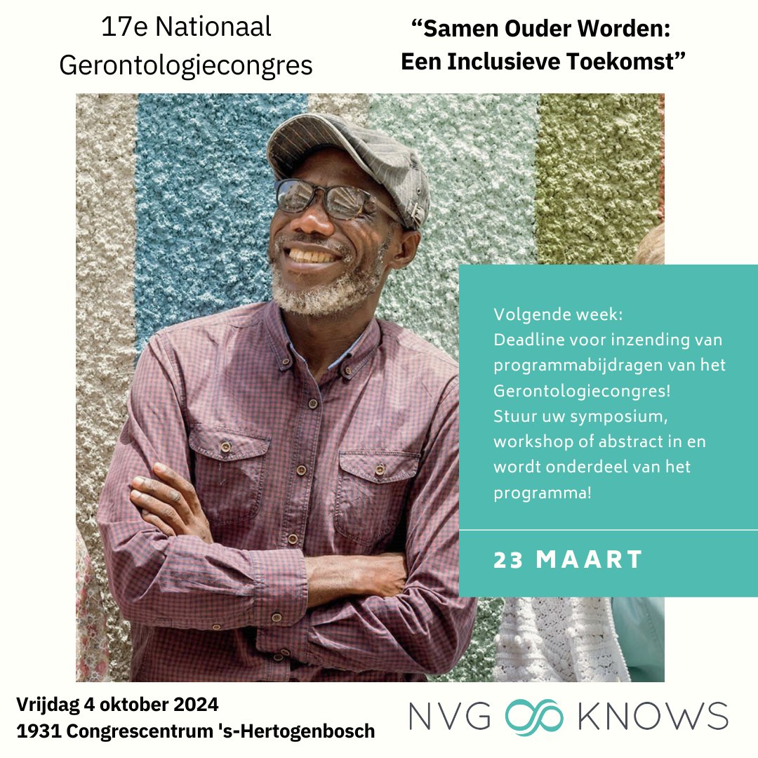 Laatste kans!

Draagt u ook bij aan het 17e Nationaal Gerontologiecongres? Nog een paar dagen om een bijdrage in te zenden!

Voor richtlijnen en inzending verwijzen wij u graag naar: hubs.li/Q02pWyFJ0

#gerontologie #nvgknows