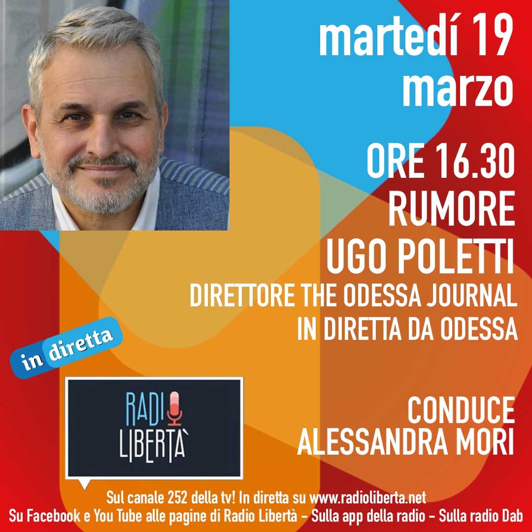 🎙️ Oggi, martedì 19 marzo, ore 16:30, video intervista con Alessandra Mori su <a href="/radiolibertanet/">Radio Libertà</a> per parlare della mia città #Odessa ⚓️ di #Ucraina 🇺🇦 ed elezioni di #Putin  📥
#UkraineRussiaWar #Elections2024 #Ukraine️ <a href="/Odessa_Journal/">The Odessa Journal 🖋⚓</a>
