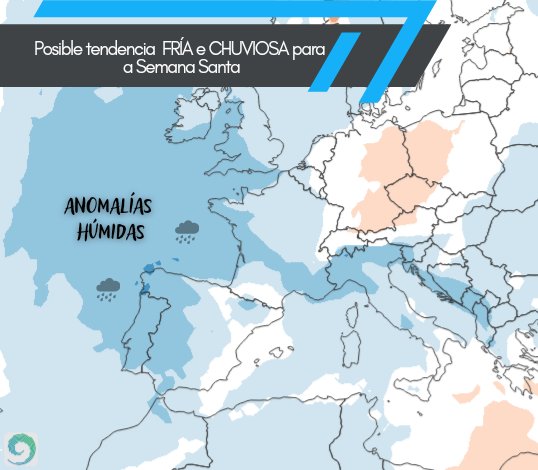 👁️ Botamos unha ollada ao que pode ser a #SemanaSanta e, a día de hoxe, pinta a FRÍA e CHUVIOSA. Pode variar aínda o prognóstico, pero é moi probable que as borrascas nos visiten, traendo máis frío, máis chuvia, e pode que o regreso da neve. Xa iremos vendo 🤗