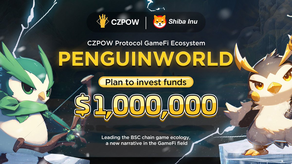 ✨ CZPOW Labs Found and the internal BSC ecological organization officially announced the establishment of a game association focused on the ecological development of Penguin World GameFi. The association will be composed of 5 experts in the encryption market and game field and