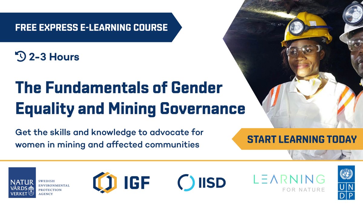 IISD_news's tweet photo. On #IWD2024 @IGFMining launched a new FREE e-learning course for anyone working to #InspireInclusion by advocating for women in mining. 
🔹 Available in English (French, Spanish, Russian soon)
🔹 Earn your certificate in 2-3 hours today 
👉 https://t.co/in9dDRjzft https://t.co/KqIiMLa2tN