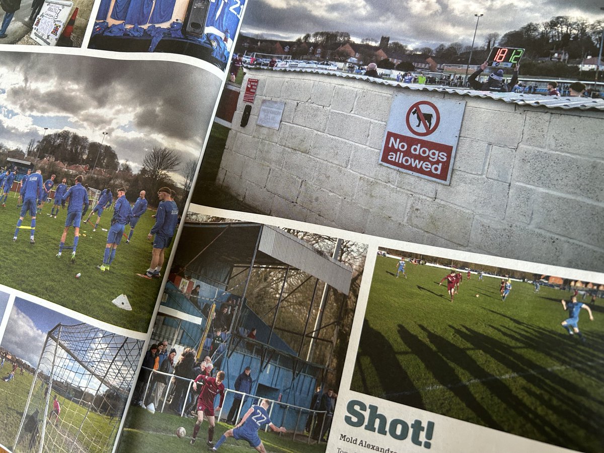 The new edition of ⁦@WSC_magazine⁩ features my recent visit to ⁦@moldalexfc1929⁩ for their #CymruNorth encounter with ⁦@airbusukfc⁩ - thank you again to the hosts for their friendly welcome and help. Get your copy of the half-decent #football #magazine today.