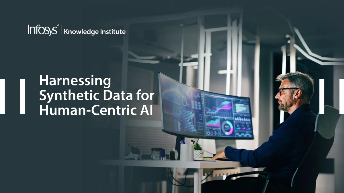 Research shows synthetic data will overshadow real data by 2030. How can it be harnessed? @Infosys_IKI explains why a human-centric approach to synthetic data adoption can manage risk and spur innovation. Read here: infy.com/496jZDz #GenerativeAI #ArtificialIntelligence