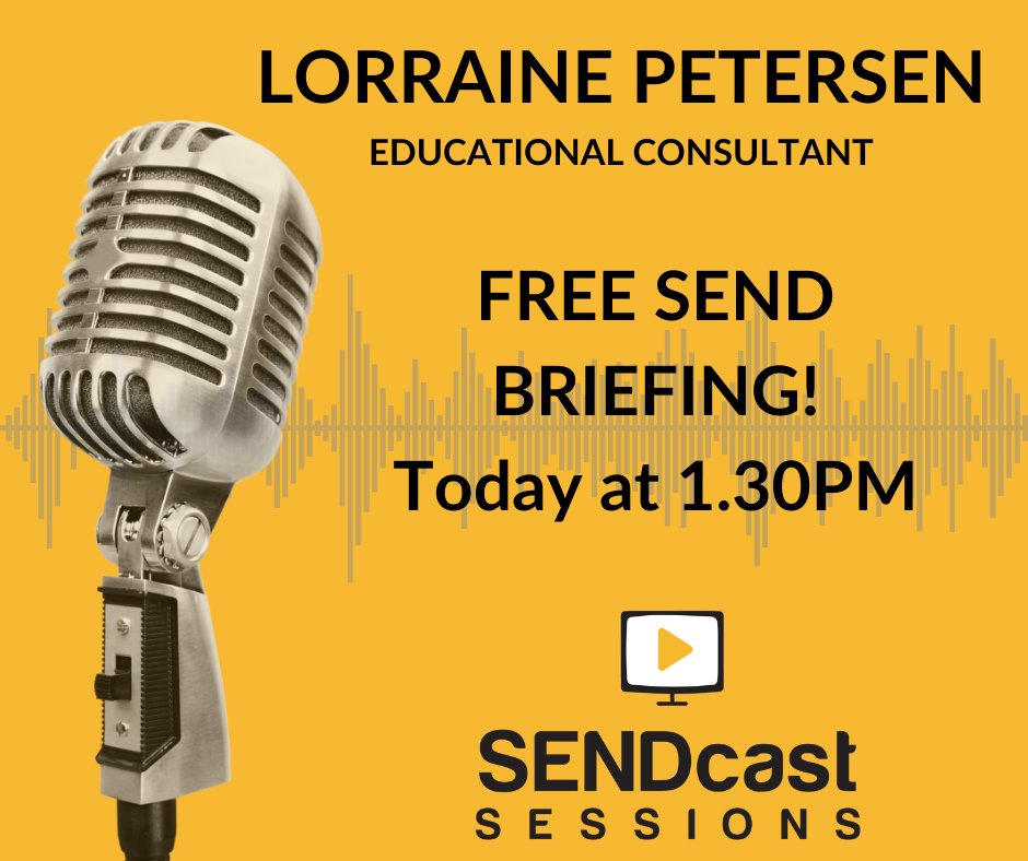 Lorraine Petersen is LIVE today! 📢 Join us free for this update on the SENDAP Improvement plan, including a Q&A. Register here 👇 ow.ly/ztGc50QJh3c @lorrainep1957 #edutwitter #SENDmatters