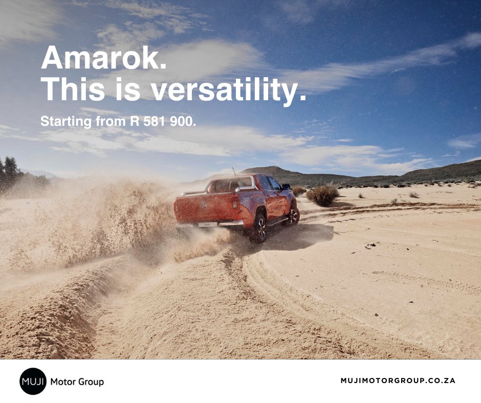 MUJI_MotorGroup's tweet image. Experience true versatility with the new Amarok! 🚙💨 

Starting from R581,900, it's time to elevate your driving experience. 

Discover the power of adaptability today. 

#NewAmarok 
#VersatileDriving 🌟
#MUJISuzuki
#MUJISuzukiSprings
#MUJISuzukiLadysmith 
#MUJISuzukiHeidelberg
