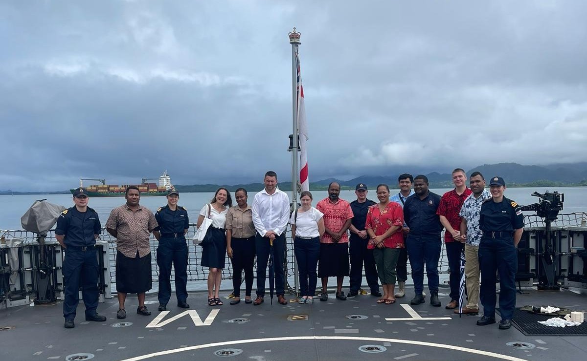 Alongside in Suva, Fiji - Fiji National Disaster Management Office and representatives from France, NZ and Australia meet to discuss what TAMAR can contribute to HADR missions in the area.