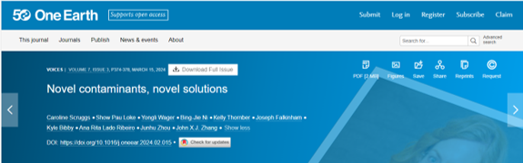 Delighted to be part of this short joint article published this week by @OneEarth_CP on solutions to water pollution.

Great to have #pharma #pollution included, thanks for the opportunity to introduce our Pharma Pollution Hub work 💊🫧 @pharmapollution 
 authors.elsevier.com/a/1im669C%7EIu…