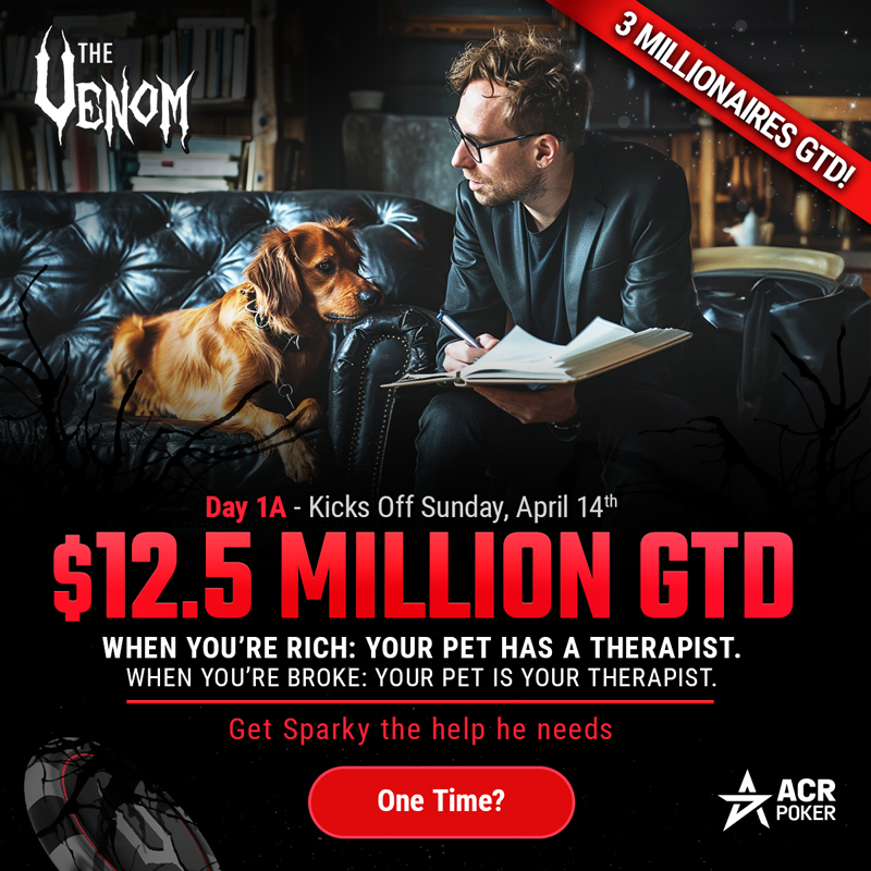 Don't miss this! Black Chip Poker's $12.5 Million Venom begins April 14th. Win your $2650 seat starting at $0 with Venom Fever. At least 3 players will become millionaires in the Venom, which is BCP’s biggest tourney ever.  tinyurl.com/mpchjec6