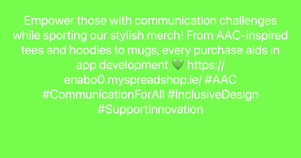 Empower those with communication challenges while sporting our stylish merch! From AAC-inspired tees and hoodies to mugs, every purchase aids in app development 💚 ayr.app/l/J7iE/ #AAC #CommunicationForAll #InclusiveDesign #SupportInnovation