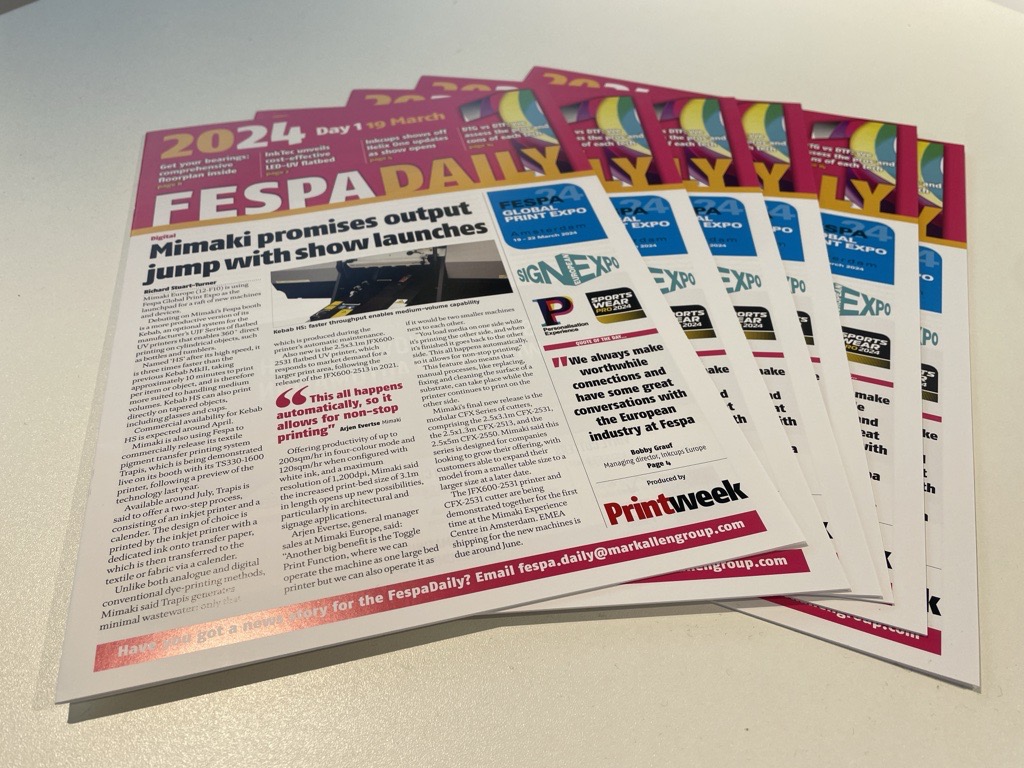 printweek's tweet image. Just 45 minutes until the doors to #Fespa2024 open!✨ 

Make sure to grab your copy of day one&apos;s #Fespa Daily - it&apos;s going to be a busy day.

#wideformatprinting #RAI #printing