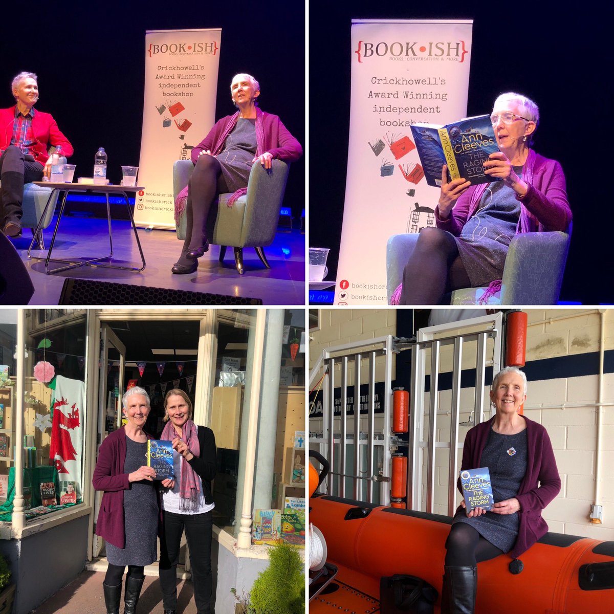 Fab day with wonderful @AnnCleeves on the last day of her #ragingstorm tour. 2 sold out events with @GriffinBooksUK 👏 & @Bookishcrick 👏 brilliantly chaired by Mel & @Alis_Hawkins & thanks to @RNLIPenarth for joining us & all they do! @panmacmillan @EmmaHarrowPR