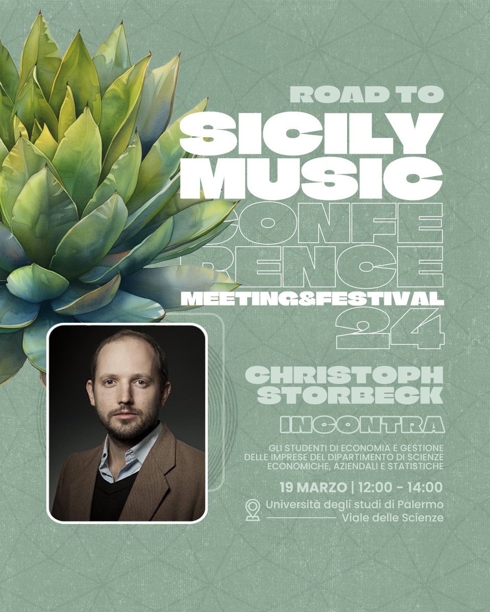 🌊 Prossimo #RoadToSMC2024 in collaborazione con <a href="/unipa_it/">UniPa</a>
🎙️Incontro con Christoph Storbeck, manager di CYHSY e membro fondatore del Music Managers Forum Italy. Esploreremo il mondo degli eventi live, il ruolo dei manager e aspetti come legalità e trasparenza nel settore.