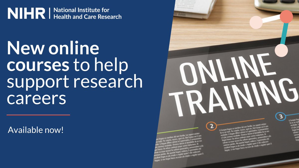 New online courses to support people into research careers are now available. The resources, designed by the NIHR Nursing and Midwifery Incubator, are open to all health and social care professionals. Read more on our website: nihr.ac.uk/news/new-onlin…