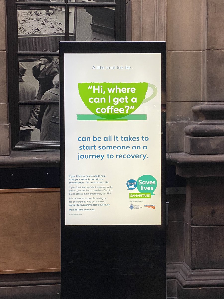 At Edinburgh Waverley Station this morning, where the messages from @SamaritansScot and @AndysmanclubSco are clear that help is near should any of us need it. Thank you @ScotRail - we’re all #CreatingHopeTogether