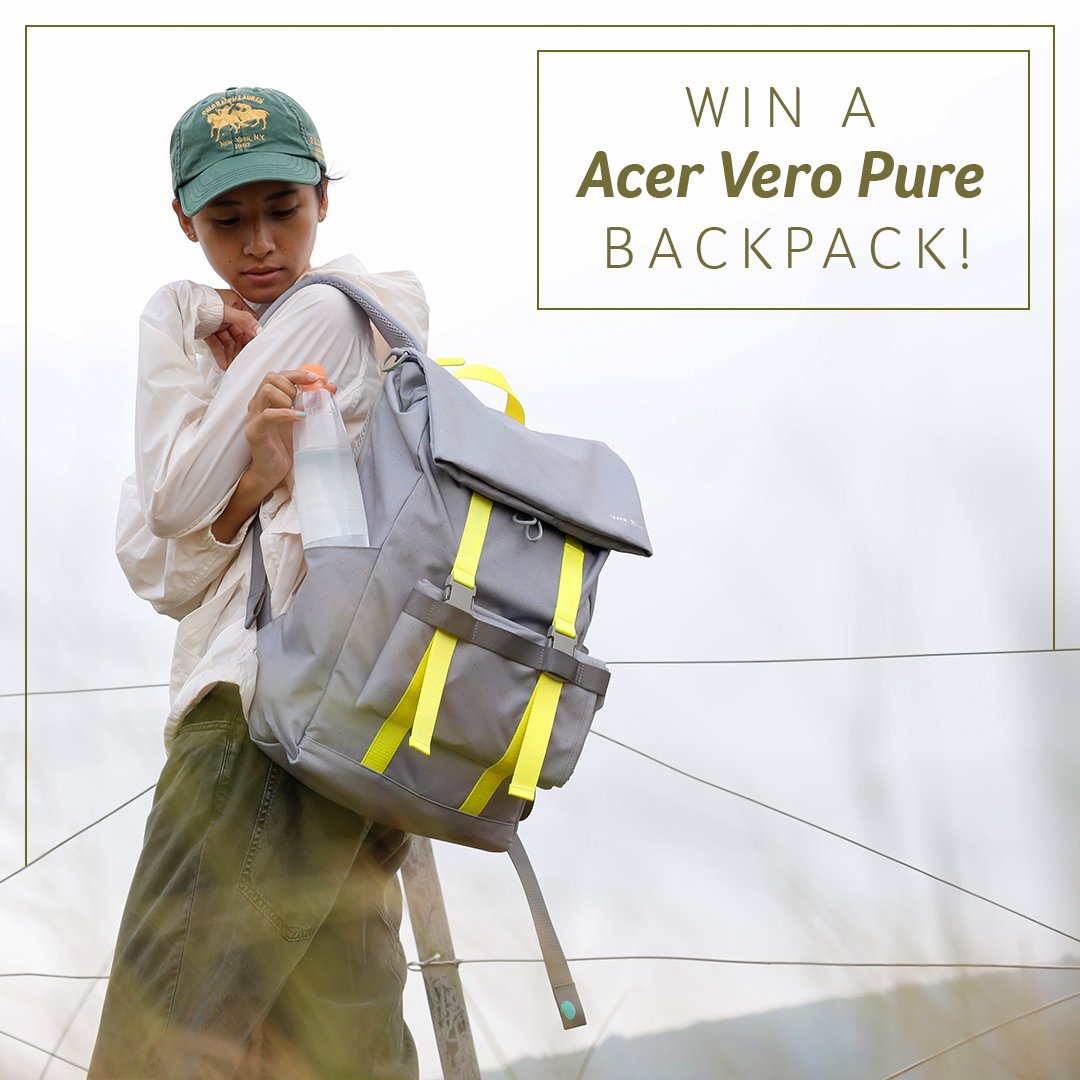 Oh yes, we are giving out the Acer Vero Pure Backpack! Made with fabric using ocean-bound plastic, it is designed to fit your work laptop perfectly! Here's how to join the giveaway🎁: 1. Follow @Acer account 2. Like this post & retweet it! T&Cs here: acer.link/3VomNZH
