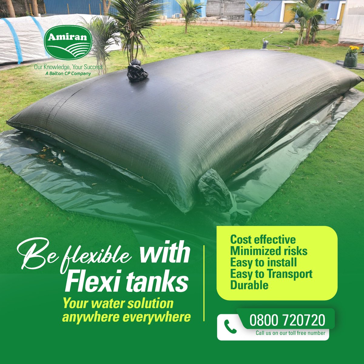 The Amiran Flexi Tanks are now available at discounted prices! Crafted with multiple layers of polyethylene and wrapped in durable woven fabric, they're designed to withstand the toughest conditions. Don't miss out on our discounted prices! Offer valid until the end of March.