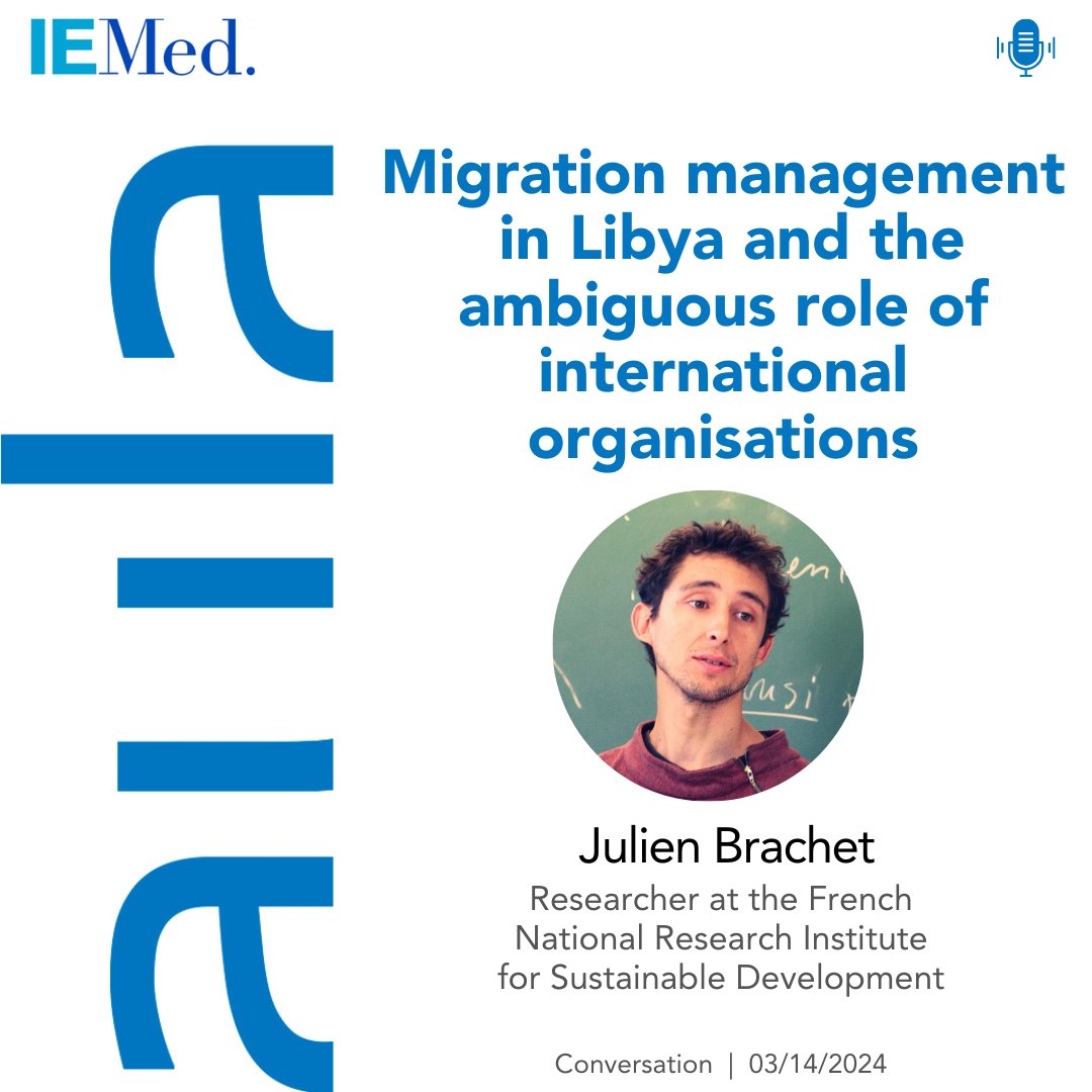 What happens to #migrants in #Libya and #Sahara? 

🗣️Julien Brachet, a <a href="/ird_fr/">IRD.fr</a> researcher with extensive fieldwork in the region, discusses with <a href="/AinaraHuarte/">Ainara Huarte Aranda</a> (<a href="/GritimUpf/">Gritim-upf</a>) and <a href="/xaaragall/">Xavier Aragall Flaqué</a> (<a href="/IEMed_/">IEMed</a>) on the sidelines of his #AulaMed conference at IEMed.

▶️ ivoox.com/a-conversation…