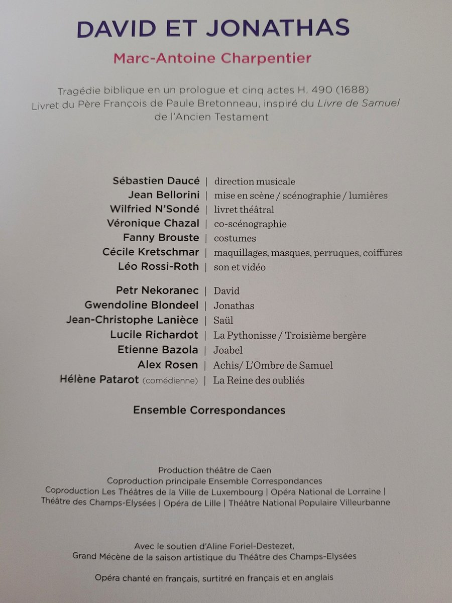 À voir encore ce soir au @TCEOPERA, la tragédie biblique de #MarcAntoineCharpentier formidablement exécutée par <a href="/Correspondances/">CorresPOndances</a> et un sextuor vocal de premier ordre⬇️