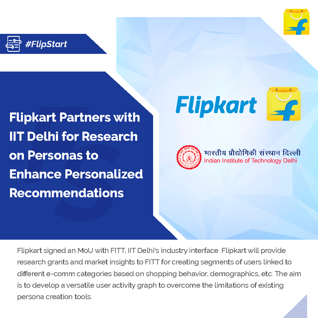 .@Flipkart and #IITDelhi signed MoU to develop a versatile user activity graph using GNN-based techniques, aiming to leverage data-driven solutions to enrich the shopping experience. Flipkart has been nurturing academic alliances to build an ecosystem of development through…