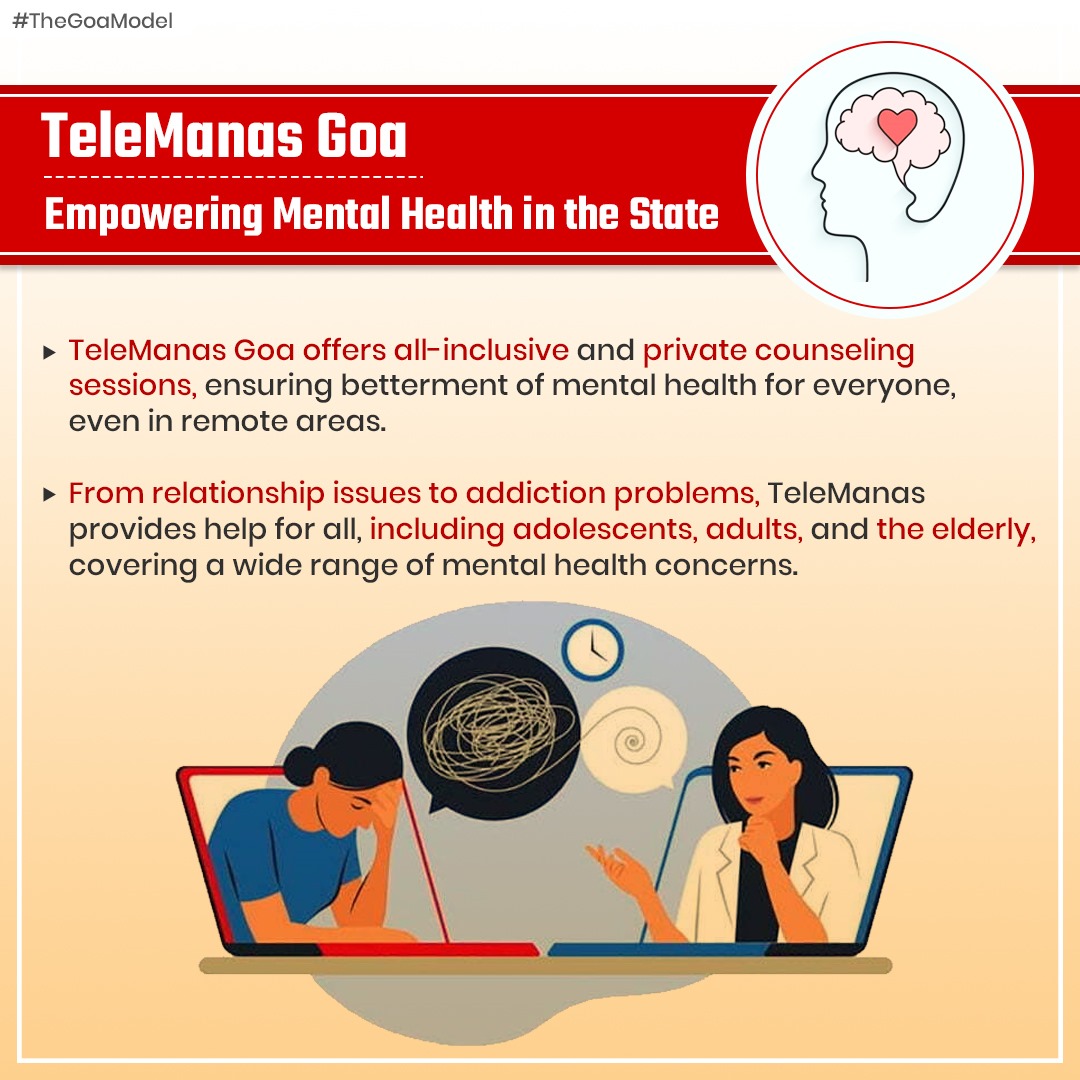 Accessible counselling sessions ensure the betterment of mental health nationwide. From relationship issues to addiction problems, TeleManas stands by every individual, offering comprehensive support. 
#TheGoaModel
#TeleManas #MentalHealthSupport #CounsellingServices