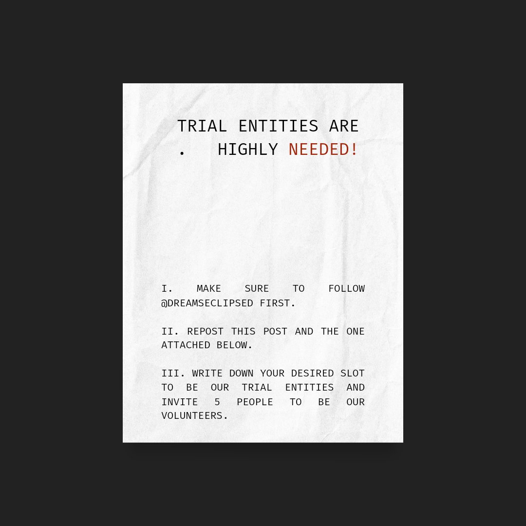 dreamseclipsed's tweet photo. Secure your seat &amp; become our dream investigators to reveal the mystery of the king's murder, one for gentlemen and one for ladies. 

Kindly read the rules and procedure written on the pic. The search of trial entities ends tomorrow at 07.03 AM (GMT+7).

Sweet dreams of winning! https://t.co/5q8UMejK6u