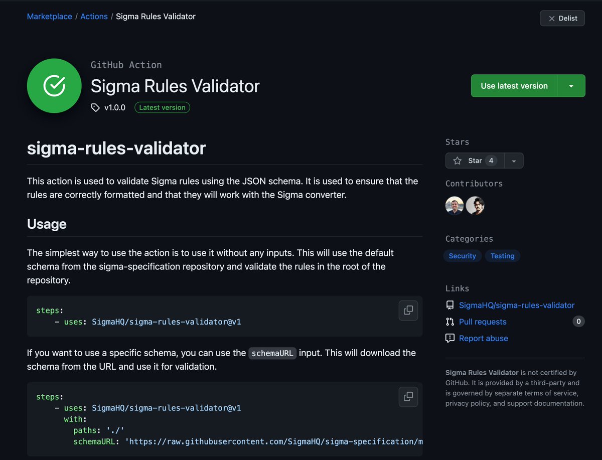 There is now a Sigma rule validator on the Github marketplace written by @MosiMoradian It helps you ensure that the rules you deploy to your repo can be converted using the official 'pySigma' converter github.com/marketplace/ac…