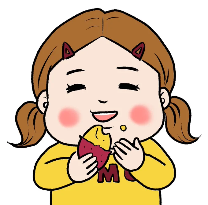 江東区東砂の焼き芋屋さん「いもむらいもこ」(店名) のイメージキャラクター、いもこちゃんのイラストを描かせていただきましたお近くにお住まいの方はぜひ行ってみてください 